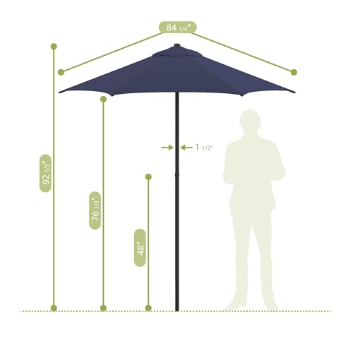 Sunline 7.5 ft Patio Umbrella with Crank & Push Button Tilt, Outdoor Market Umbrella with UV Protection & Wind Vent, Metal Frame for Deck, Pool & Table, Navy Blue - color: Navy Blue, size: 7.5 foot