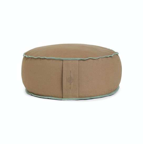 Organic Round Meditation Cushion by renoo - Durable Comfortable Cotton, Linen, Hemp - Modern Zafu - Buckwheat Floor Pillow Yoga Bolster in 15 Colors Removable Cover - 15 inches - Earth - color: Earth