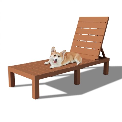 DIMAR GARDEN Outdoor Chaise Lounge,Resin Pool Lounge Chair Waterproof Recliner, Caramel - color: Caramel, style: 1 Pieces