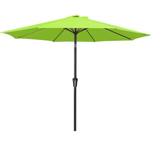 MEWAY 9ft Patio Umbrella Outdoor Table Umbrellas with Push Button Tilt and Crank, Market Umbrella 8 Sturdy Ribs for Deck, Garden, Pool and Backyard, Apple Green - color: Apple Green, size: 9ft