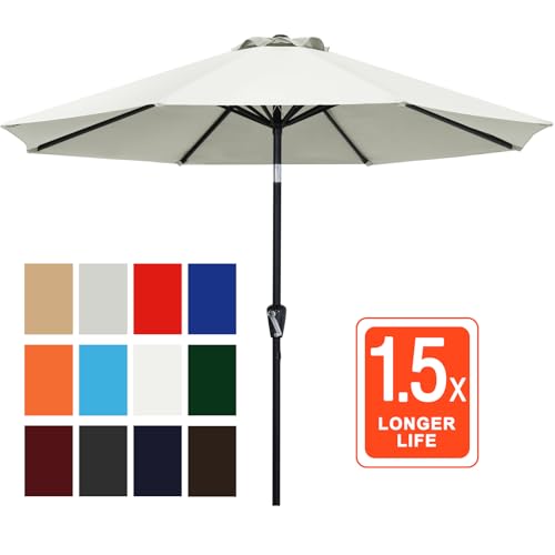 ABCCANOPY 10FT Patio Umbrella, Outdoor Waterproof Table Umbrella with Push Button Tilt and Crank, 8 Ribs UV Protection Pool Umbrella for Garden, Lawn, Deck & Backyard (Light Beige) - color: Light Beige, size: 10FT