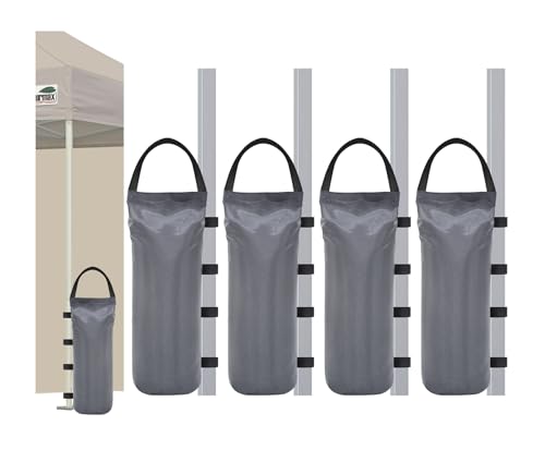Eurmax USA 125LBS 4-Pack Universal Canopy Weights, Secure Wind Protection to Prevent Tipping, Easy Wrap-Around Installation Heavy Duty Sandbags (Without Sand), Fits All Instant Shelter Legs,Gray - color: Gray, size: Single Pocket