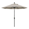 California Umbrella 9' Round Aluminum Market Umbrella, Crank Lift, Push Button Tilt, Black Pole, Woven Granite Olefin - color: Woven Granite