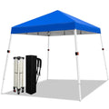 WEIZE 10x10 Slant Legs Pop Up Canopy Tent, 1-Button Push Setup Canopy Tent, Adjustable Height Instant Portable Shelter, Protable Backpack, Easy Outdoor Sun Shade for Events, 8x8 Top, Blue - color: Blue