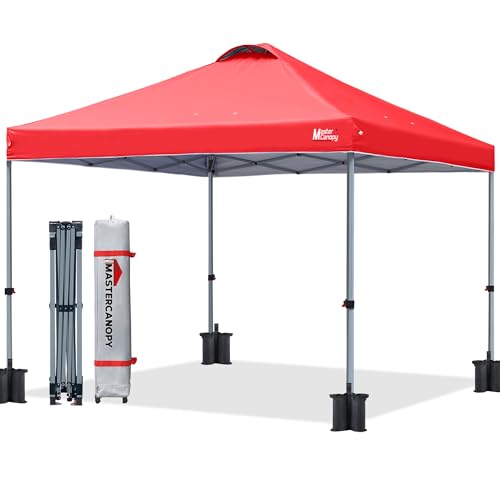 MASTERCANOPY Pop-up Canopy Tent with Roller Bag (8x8, Red) - color: Red, size: 8x8