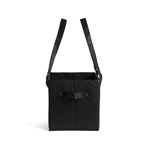 Earthwise Deluxe Collapsible Reusable Shopping Box Grocery Bag Set with Reinforced Bottom Storage Boxes Bins Cubes (Set of 3) (Black) - color: Black