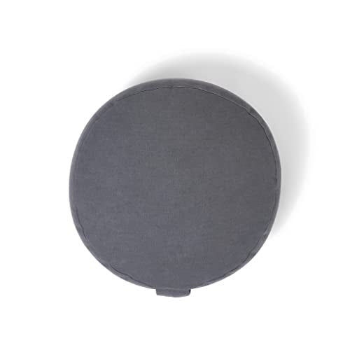 Organic Round Meditation Cushion by renoo - Durable Comfortable Cotton, Linen, Hemp - Modern Zafu - Buckwheat Floor Pillow Yoga Bolster in 15 Colors Removable Cover - 15 inches - Slate - color: Slate