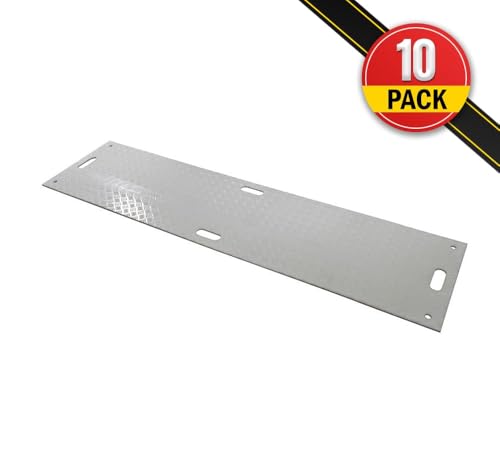 Mytee Products 10 Pk 2' x 8' - 1/2" Thick Heavy Duty White Ground Protection Mats with Diamond Plated Tread - Easily Supports 50 Ton Loads - HDPE Construction Mat for Equipment Lawns Landscapers - color: White, size: 2 x 8 Feet, style: 10 - Pack