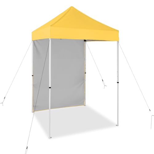 EAGLE PEAK Pop up Canopy 5x5, Outdoor Portable Canopy Tent with One Removable Sunwall, Carry Bag Included, Yellow - color: Yellow
