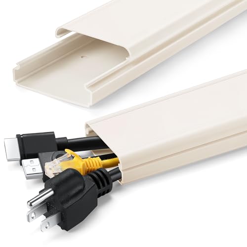 ZhiYo TV Cord Hider for Wall Mounted TV 34in(2X L17in), Large Cord Cover Wall, PVC Cable Management Raceway Kit, Wire Hider for Wall, Beige Wire Concealer, W2in x H0.7in - color: Beige, size: W2in x H0.7in - L34in