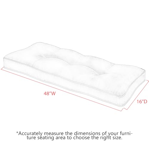 Favoyard Indoor/Outdoor Bench Cushion 48 x 16 Inch Waterproof & 3-Year Fade-Resistant Patio Furniture Cushions for Garden Porch Swing Chair Tufted Pad for Sofa Couch Seat with Ties, Red - color: Red, size: 48 x 16 In