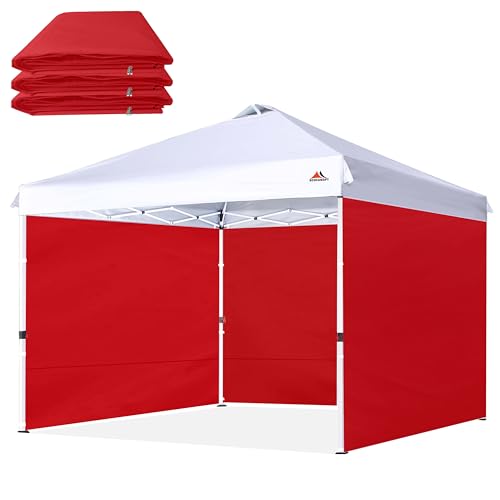 SCOCANOPY SideWall for 8'x8' Pop Up Canopy Frame, 3 Pack SunWall Only,(Red) - color: Red