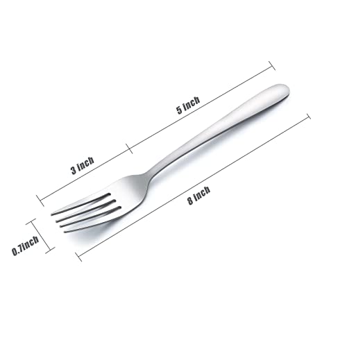 24 Pieces Dinner Forks, Forks Silverware(8 inches), Food Grade Stainless Steel Flatware Forks, Mirror Polished & Dishwasher Safe, Using for Home, Restaurant or Kitchen - color: shiny silver