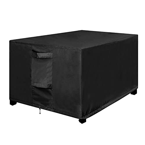 OutdoorLines Outdoor Waterproof Patio Ottoman Covers - Rectangle UV-Proof Patio Side Table Cover Windproof Heavy-Duty Furniture Covering Protector 28L x 22W x 17H Inch, Black - color: Black, size: Rectangle 28"l X 22"w X 17"h