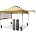 EAGLE PEAK 17x10 Pop up Gazebo Canopy Tent Outdoor Instant Canopy Shelter with Adjustable Dual Half Awnings (Beige) - color: Beige