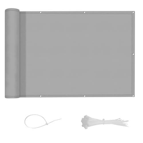 LOVE STORY 2.5' x10' Gray Waterproof Balcony Privacy Screen Cover - Opaque Fence Covering Privacy, 100% Polyester Fabric, UV Protection Shield for Apartment Railing,Outdoor Patio, Deck, Porch - color: Gray, size: 0 2.5' x 1 0' -PES
