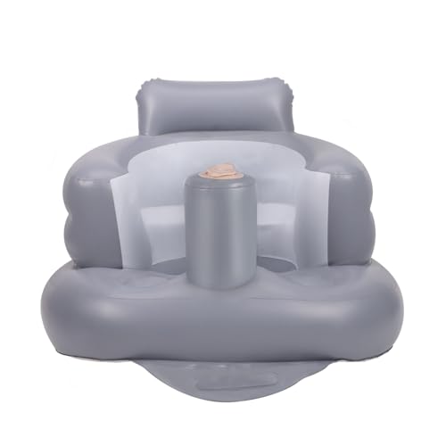 AirSwim Inflatable Baby Seat, Inflatable Baby Chair for Babies 3 Months and Up, Summer Blow Up Chair with Built in Air Pump, Infant Floor Seats for Learning to Sit, Palying, Camping, Grey - color: Grey