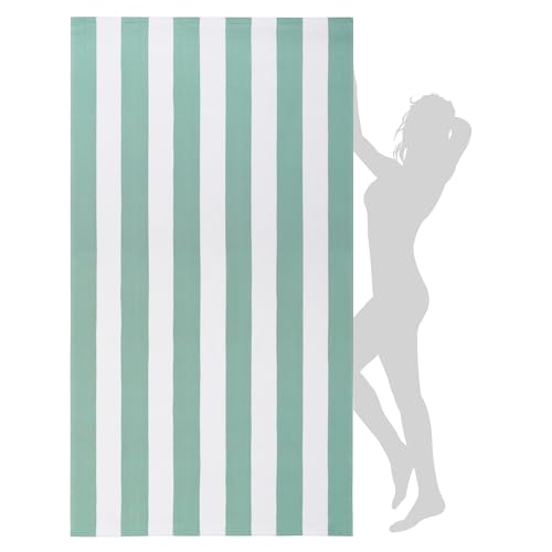 WILFA Extra Large Beach Towel - Oversized Mircofiber 40 x 70 inches, XL Striped Lightweight Pool Towel, Big Cabana Swim Travel Towel for Adults Mens Women,Teal - color: Teal