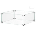 16" x 16" x 6" Glass Wind Guard for Propane Gas Fire Pit Table, Square Thick Tempered Glass Shield, Firepit Glass Barrier with Aluminum Corner Bracket & Rubber Feet - size: 16" x 16" x 6"