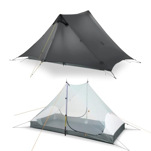 LANSHAN Ultralight Tent 3-Season Backpacking Tent for 1-Person or 2-Person Camping, Trekking, Kayaking, Climbing, Hiking - color: 2-person, dark grey