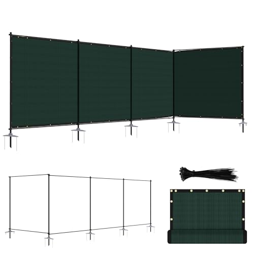 ECOOPTS 6'Hx24'L Privacy Fence Set with Poles and Rails Ground Spikes Fence Kit for Patio Garden Pool Yard (Green) - color: Green, size: 0 6'Hx24'L