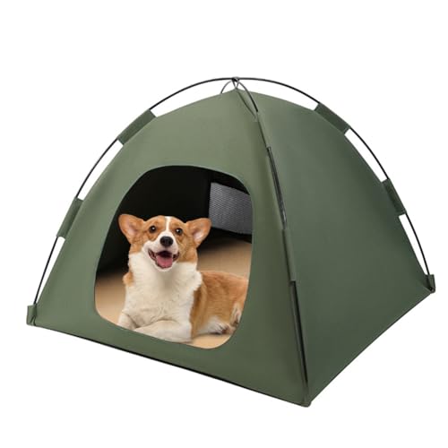 Pet Tent for Cats & Small Dogs - Portable Foldable Indoor Outdoor Cat Tent & Dog House with Sunshade, Removable Cat Cave Bed for Camping, Beach, Park - Semi-Enclosed Hideaway (green,19.7*19.7*17.7in) - color: green, size: 19.7*19.7*17.7in