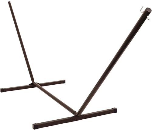 Lazy Daze Hammocks Portable 2 Person Heavy Duty Steel 12 FT Hammock Stand with Hooks and Chains for Outside, Patio, Backyard, 450 Pounds Capacity, Coffee Frosted - color: Coffee Frosted, size: 12 FT
