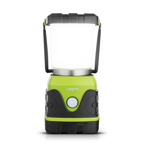 LE 1000LM Battery Powered LED Camping Lantern, Waterproof Tent Light with 4 Light Modes, Camping Essentials, Portable Lantern Flashlight for Camping, Emergency Light, Power Outages, Not Rechargeable - color: Green-1000lm-1Pack