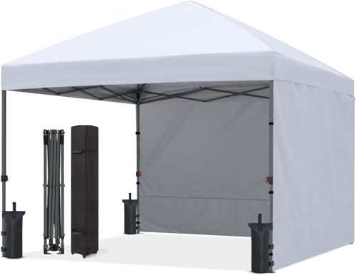 ABCCANOPY Easy Pop up Canopy Tent with 2 Sidewalls for Outdoor Sun Blocking or Rain Protection,10x10, White - color: White, size: 10x10