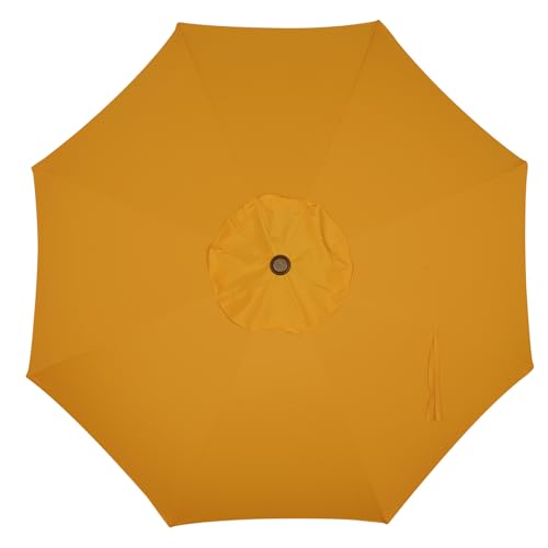 Blissun 9' Outdoor Patio Umbrella, Outdoor Table Umbrella, Yard Umbrella, Market Umbrella with 8 Sturdy Ribs, Push Button Tilt and Crank - color: Golden Yellow