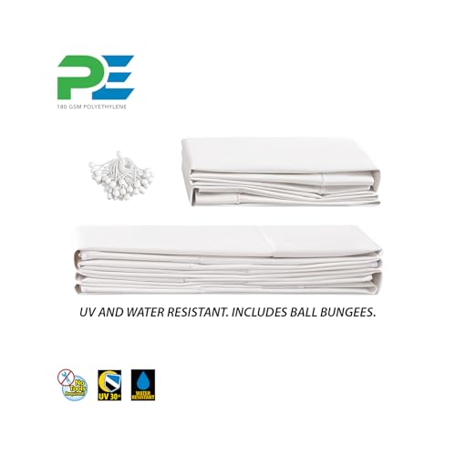 King Canopy 12ft x 20ft Canopy Enclosure Sidewall Kit w/Flaps, 2 Solid Sides, 2 Zippered Ends, 50 Ball Bungees, 180 GSM polyethylene, Fits 12ft 3in x 20ft Frames, Frame and Cover not Included, White