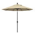 California Umbrella 9' Round Aluminum Market Umbrella, Crank Lift, Push Button Tilt, Black Pole, Sunbrella Antique Beige - color: Antique Beige