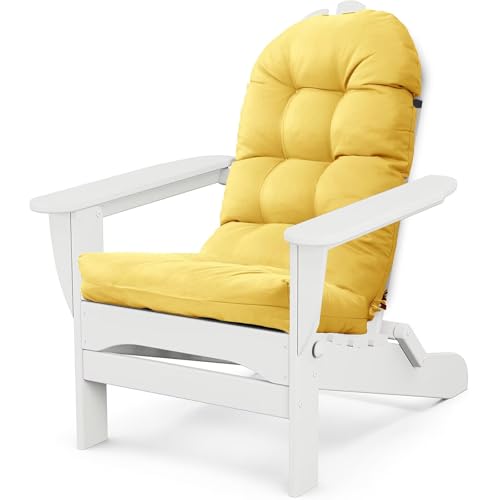 Adirondack Chair Cushion, Waterproof Outdoor Seat Cushions for Patio Furniture, Thick High Back Replacement Pad for Porch Lawn Wicker Dining Desk Chair, Rocking Chair Cushion, Yellow - color: Yellow
