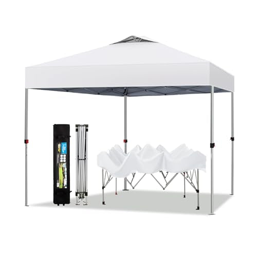 PHI VILLA 10x10 Pop Up Canopy Tent Easy Outdoor Sun Shade for Events Party Tent, 100 Sq. Ft of Shade, White - color: White, size: 10×10