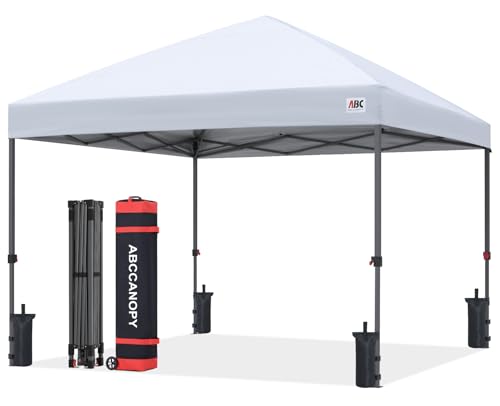 ABCCANOPY 8x8 Pop Up Canopy Tent, Easy Setup Instant Shelter with Wheeled Bag, Heavy Duty Outdoor Canopy for Beach, Market, Backyard, UV Protection, Outdoor Weather Protection (White, 8x8) - color: White, size: 8x8