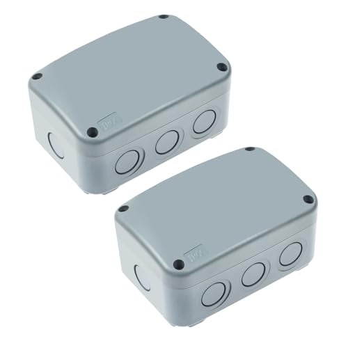 2PK Electrical Junction Box, Nineleaf IP66 Weatherproof Junction Box, 4.9"x 3.3"x 2.3" (125x86x62mm), PVC/ABS Plastic Electric Project Boxes, Universal Watertight Enclosure, for Pond,Terrace,Workshop - color: 2PK, size: 125x86x62mm