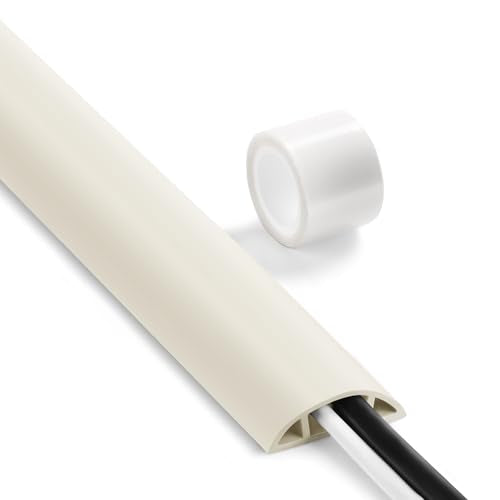 Floor Cable Cover 3ft Beige, LZEOY Cord Covers for Wires on Floor, Cord Hider Floor Cable Management, Extension Cord Floor Cover Low Profile, Floor Cord Cover for Office/Carpet/Floor - color: Beige, size: Small-3ft