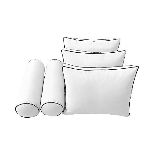 Prolinemax Style 3 - Mattress & Pillow Bolster Cushion for Outdoor Indoor Daybed Porch Swing Bed Contrast Trim Twin Size AD106 | Covers ONLY |