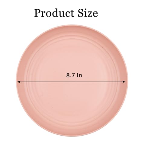 Wheat Straw Plates Set of 2, 9 Inch Unbreakable Dinner Plates, Reusable Plate for Camping,Picninc,Family Dinner, Dishwasher & Microwave safe (Pink Beige) - color: Pink,Beige