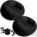 2 Pack Inflatable Bean Bag Chairs with Electric Air Pump Inflatable Chairs Blow up Couch Folding Portable Inflatable Lazy Sofa for Movie Night Living Room Outdoor Camping (2, Black) - color: Black