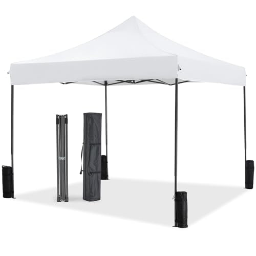 NEWBULIG 10x10 FT Pop Up Canopy Tent, Heavy Duty Outdoor Sun Shade Shelter with Sand Bags, Portable Instant Canopy for Camping, Beach, Backyard, Patio, Classic White - color: Classic White, size: 10x10FT