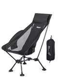WildCall Lightweight Folding High Back Camping Chair with Head Support, Compact Beach Chair with Anti-Sinking Large Feet and Three Tilt Angles Adjustment - color: 1 X Black High Back