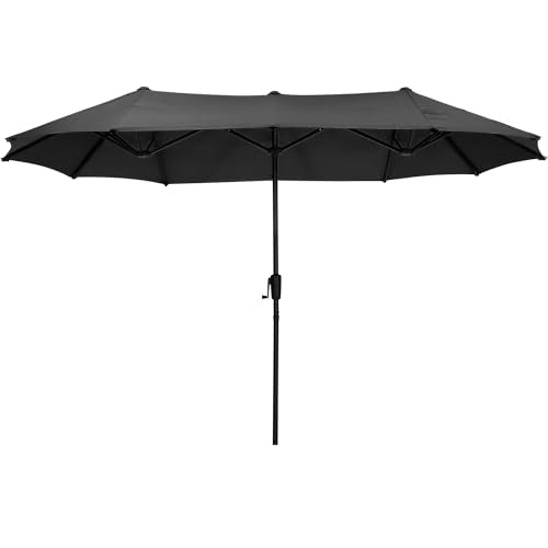 13Ft Large Patio Umbrella Outdoor Double-Sided Market Umbrella w/Easy Crank for Yard, Poolside, Deck, Black - color: Black, size: 13FT Umbrella