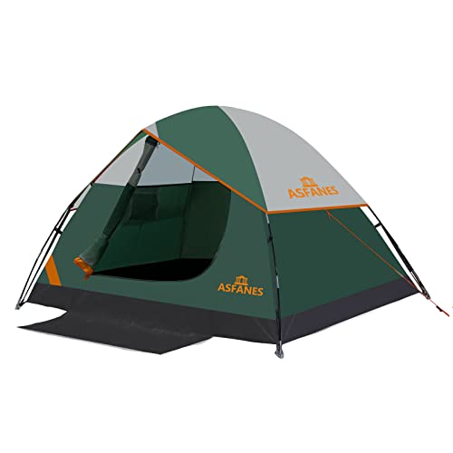 ASFANES Sundome Camping Tent with Rainfly, 2/4/6/10 Person Tent Sets Up in 10 Mins, Weatherproof Shelter for Camping, Festivals, Backyard, Sleepovers, & More - color: Army Green(2 People), size: 2 People