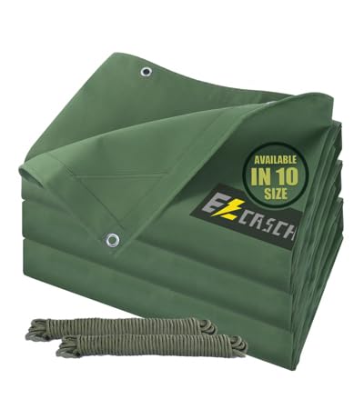 12’x16’ Canvas Tarps Heavy Duty Waterproof Tarpaulins with Aluminum Grommets,UV Resistant, 22Mil Multipurpose Drop Cloth, 14oz Durable Cover Sheet for Outdoor and Indoor Use with Ropes. - color: Green, size: 12'x16'
