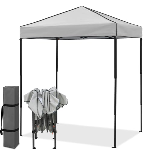 EAGLE PEAK 6x4 Instant Pop Up Canopy Tent, Straight Leg Sun Shelter, Portable Canopy with Carry Bag for Camping, Beach & Sports, Gray - color: Gray, size: No Wall