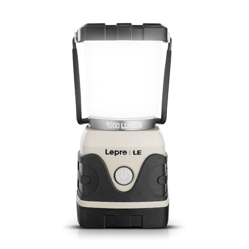 Lepro 1000LM Battery Powered LED Camping Lantern, White Tent Light with 4 Light Modes, Camping Essentials, Waterproof Lantern Flashlight for Camping, Emergency Light, Power Outage, Not Rechargeable - color: White-1000lm-1Pack
