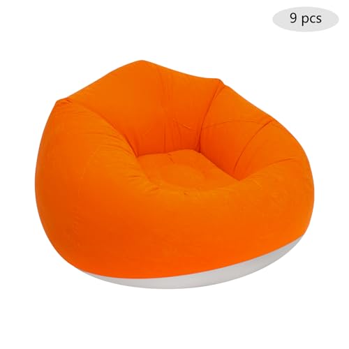 9 Pcs Inflatable Chairs Bean Bag Chairs, Portable Inflatable Couch with Foot Air Pump, Blow up Couch Folding Inflatable Lazy Sofa for Indoor Outdoor Movie Night Dorm Gaming Room (9, Orange) - color: Orange