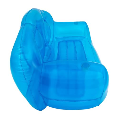 Portable Inflatable Couch with Headboard and Built-in Pump Blow Up Pull Out Couch Folding Inflatable Chair 70.9"×35.4"×37.4" Outdoor Air Sofa for Camping, Backyard, Beach, Party (Blue) - color: Blue