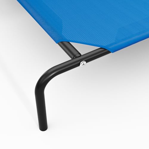 STARLATTA Elevated Cooling Dog Bed for Large Dogs,Waterproof Outdoor Pet Cot with Washable Breathable Mesh,Non-Slip Feet,Comfortable Dry Raised Dog Bed,50.8 x 31 x 8 Inches,Blue